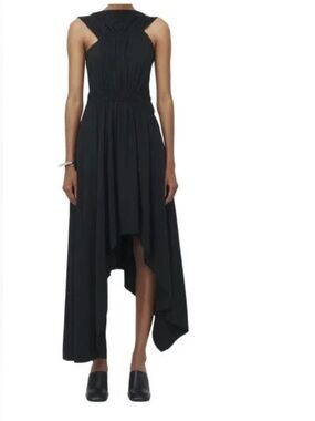 NEW ALEXANDER MCQUEEN ASYMMETRIC GATHERED ORGANIC COTTON DRESS 44/8